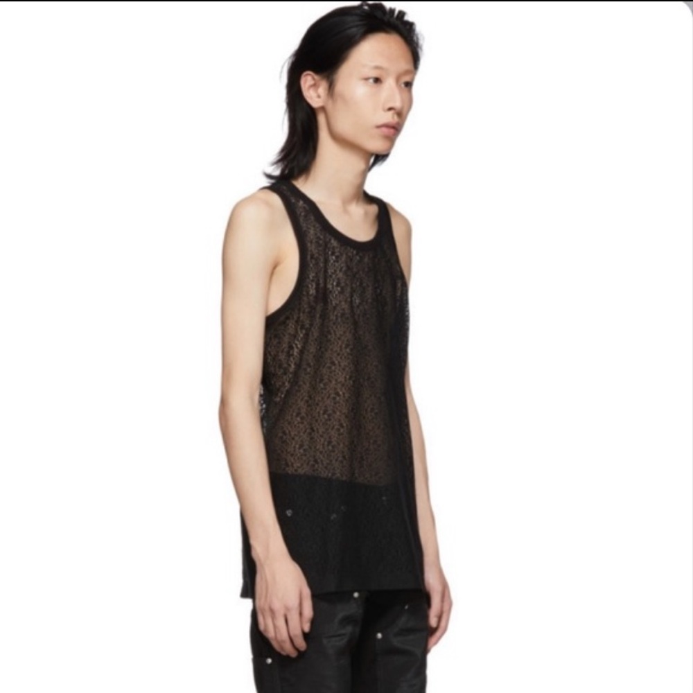 NWT Helmet Lang Men's Black Lace Top Size X-Small Sleeveless Cotton Crewneck